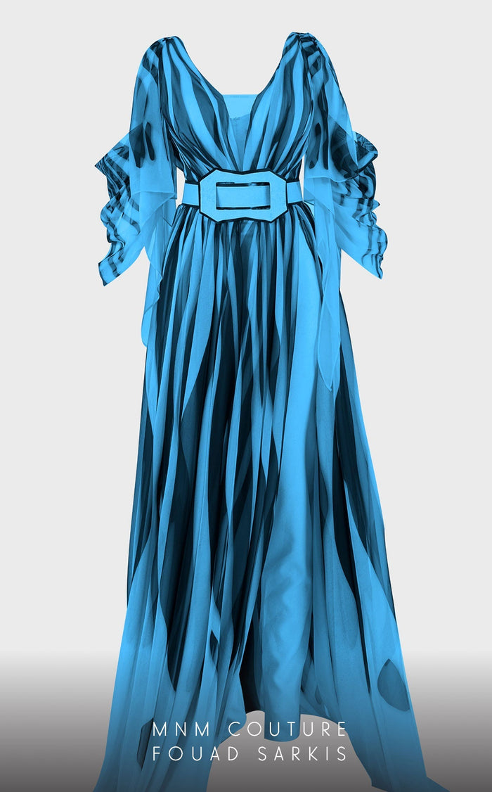 Fouad Sarkis 2748 Blue Evening Dress — Elegant Design, Perfect Fit