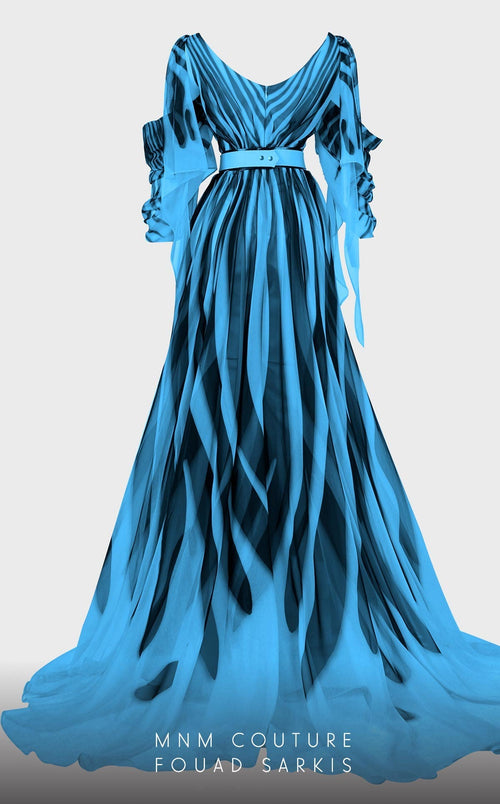 Fouad Sarkis 2748 Blue Evening Dress — Elegant Design, Perfect Fit
