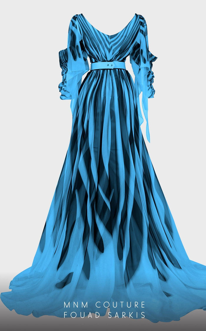 Fouad Sarkis 2748 Blue Evening Dress — Elegant Design, Perfect Fit