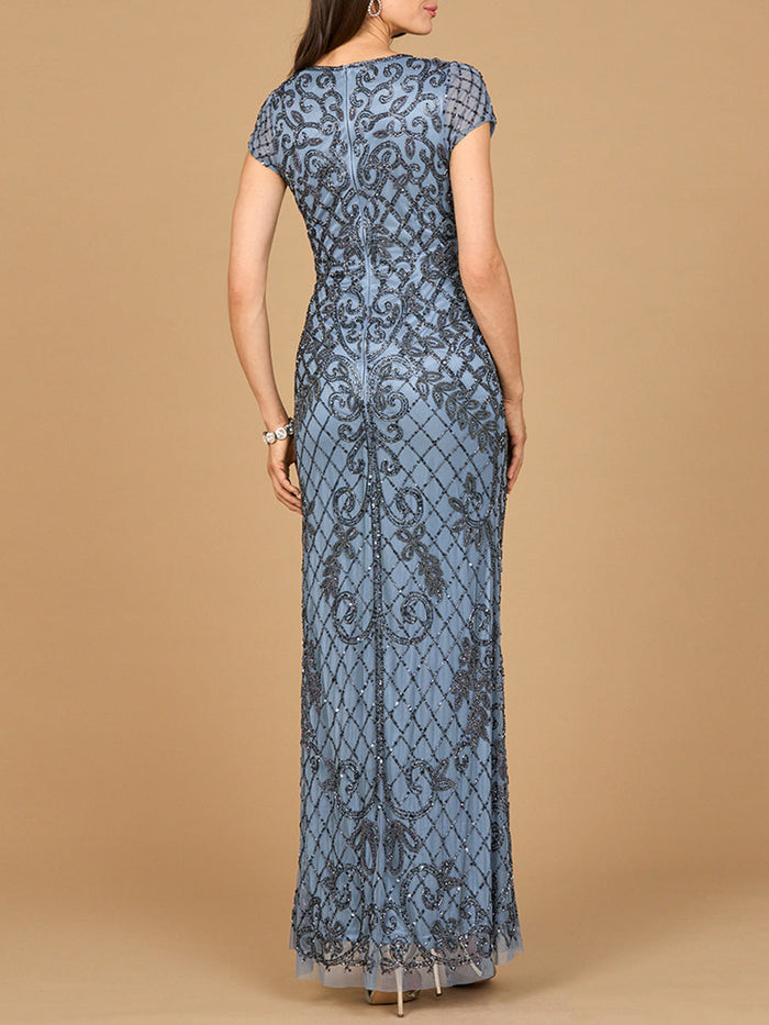 Lara 28865 Cap Sleeve Mother of the Bride Dress Mermaid Beaded Evening Gown