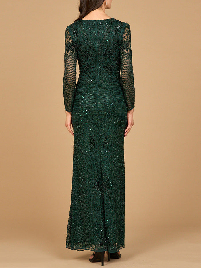 Lara 28888 Long Sleeve Beaded Maxi Mother of the Bride Gown
