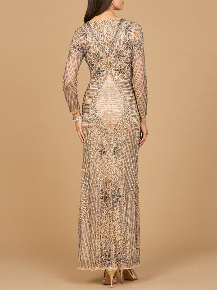 Lara 28888 Long Sleeve Beaded Maxi Mother of the Bride Gown