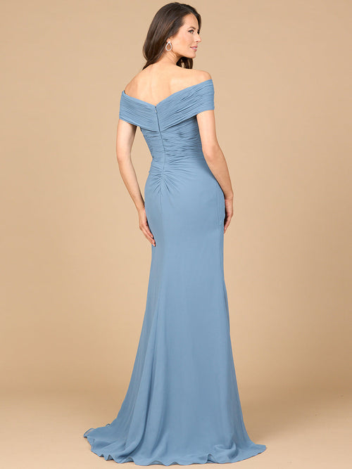 Off Shoulder Mother of Bride Dress Elegant Chiffon Gown
