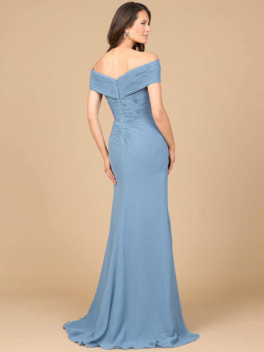 Off Shoulder Mother of Bride Dress Elegant Chiffon Gown