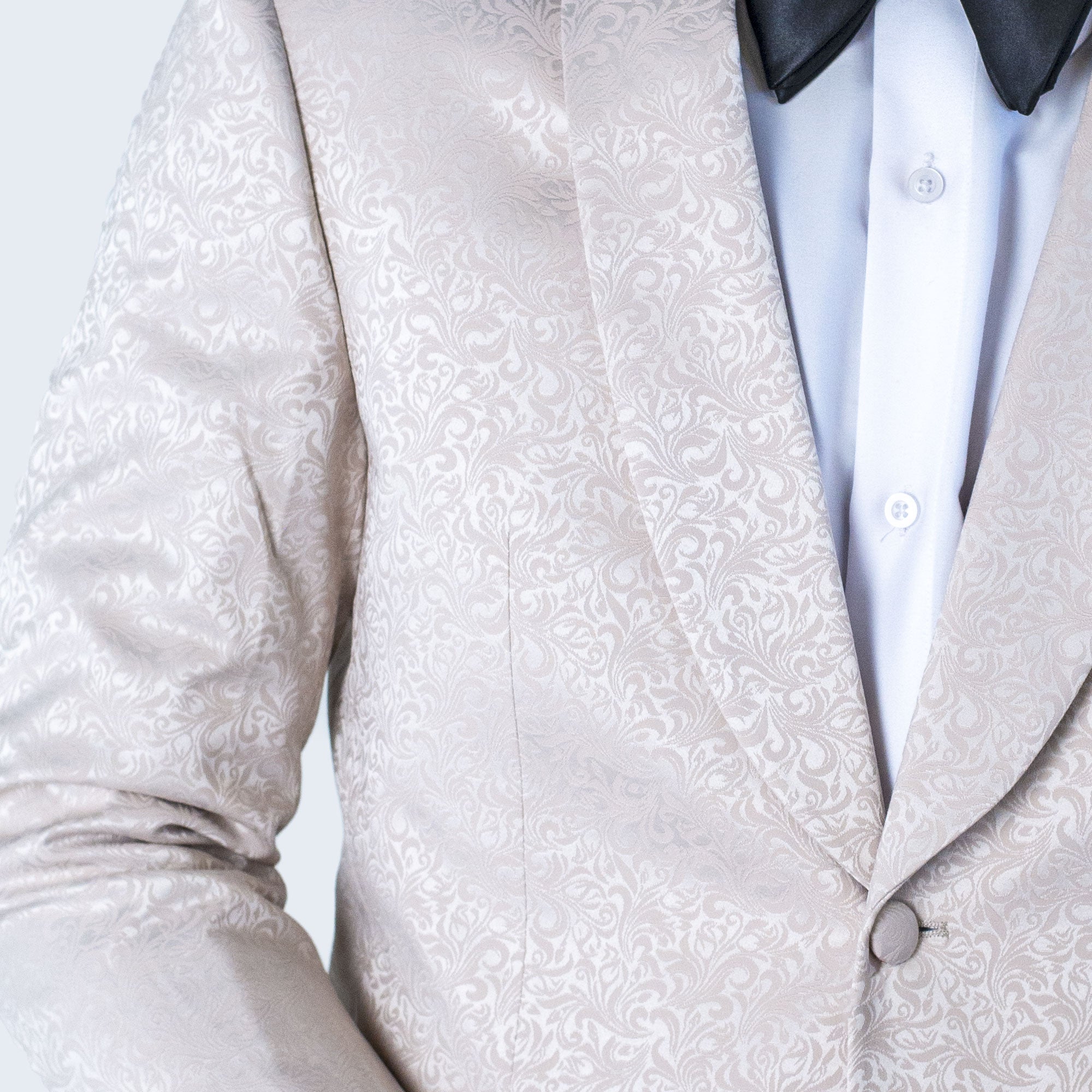 Men's Light Beige Paisley Jacket with Shawl Lapel Slim Fit - Wedding - Prom by Renoirin