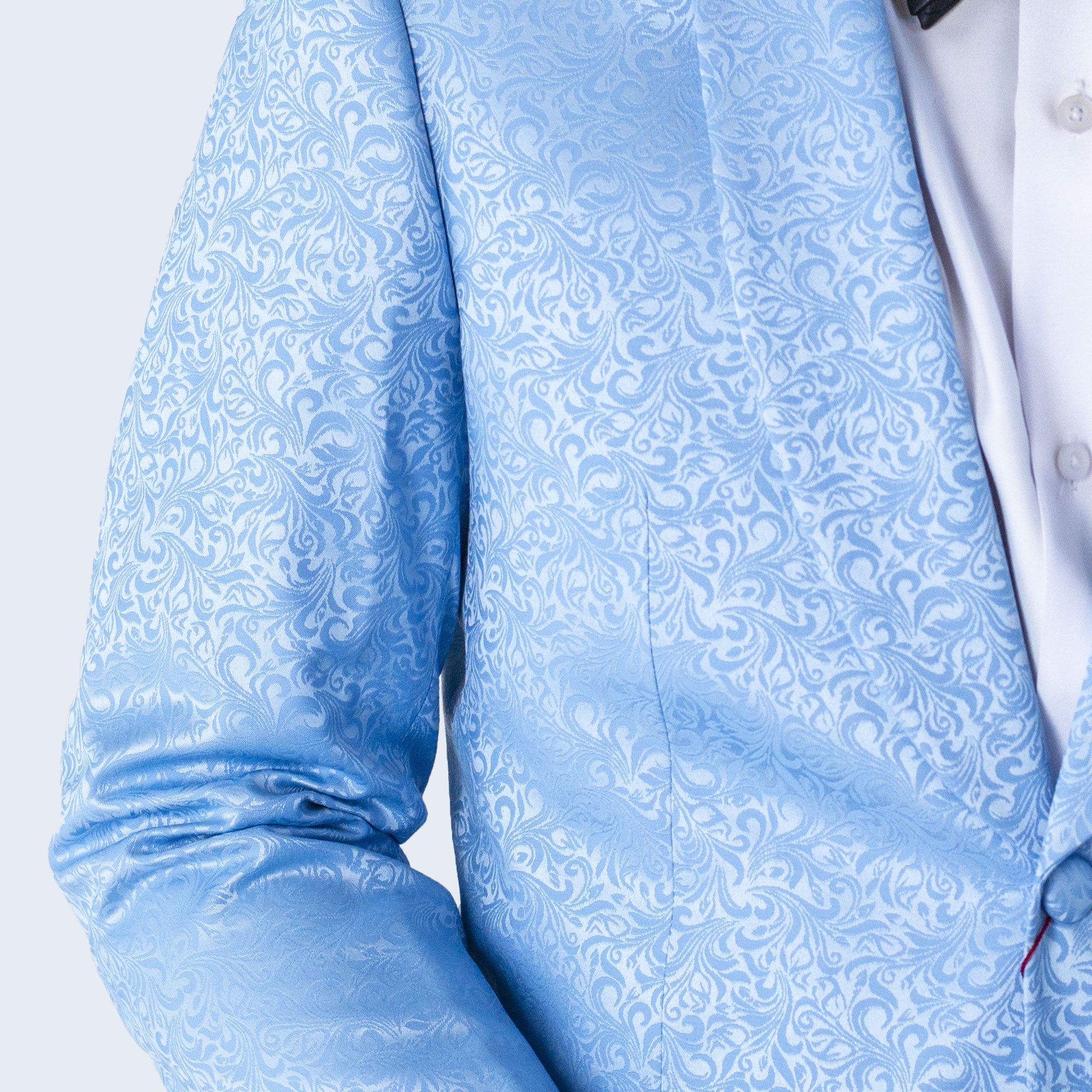 Men's Light Blue Paisley Jacket with Shawl Lapel Slim Fit - Wedding - Prom by Renoirin