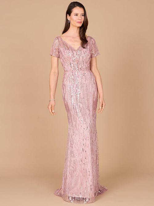 Lara 29072 Short Sleeve Beaded Mermaid Mother of the Bride Dress
