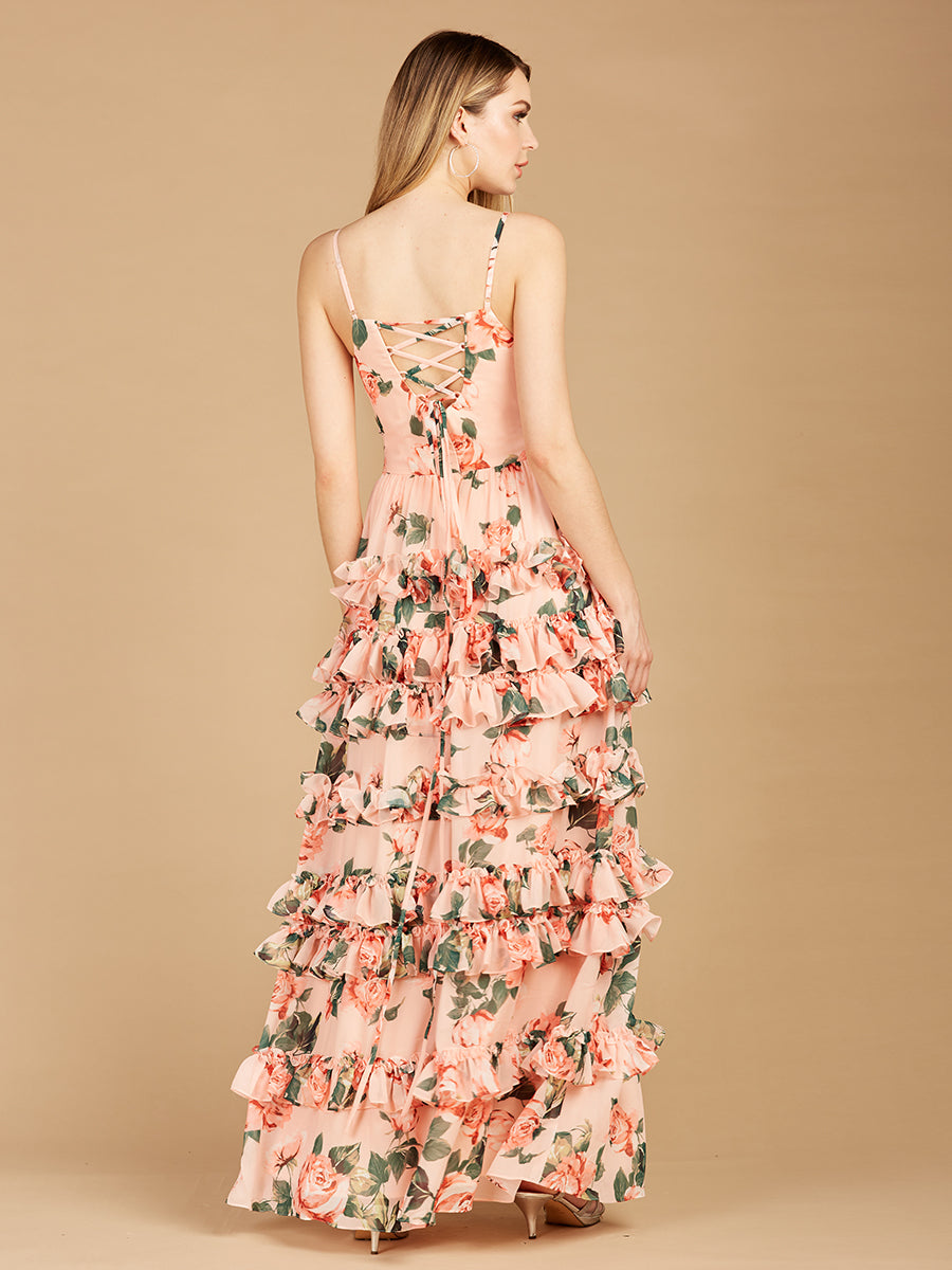 Lara 29242 Ruffle Floral Print Wedding Guest Dress
