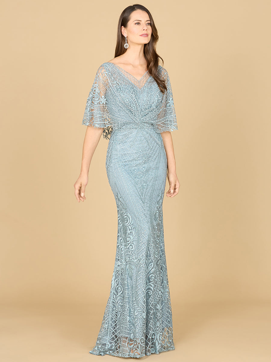 Lara 29673 Lace Short Sleeve Mother of the Bride Dress Mermaid Evening Gown