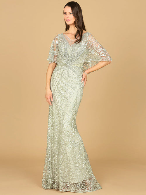 Lara 29673 Lace Short Sleeve Mother of the Bride Dress Mermaid Evening Gown