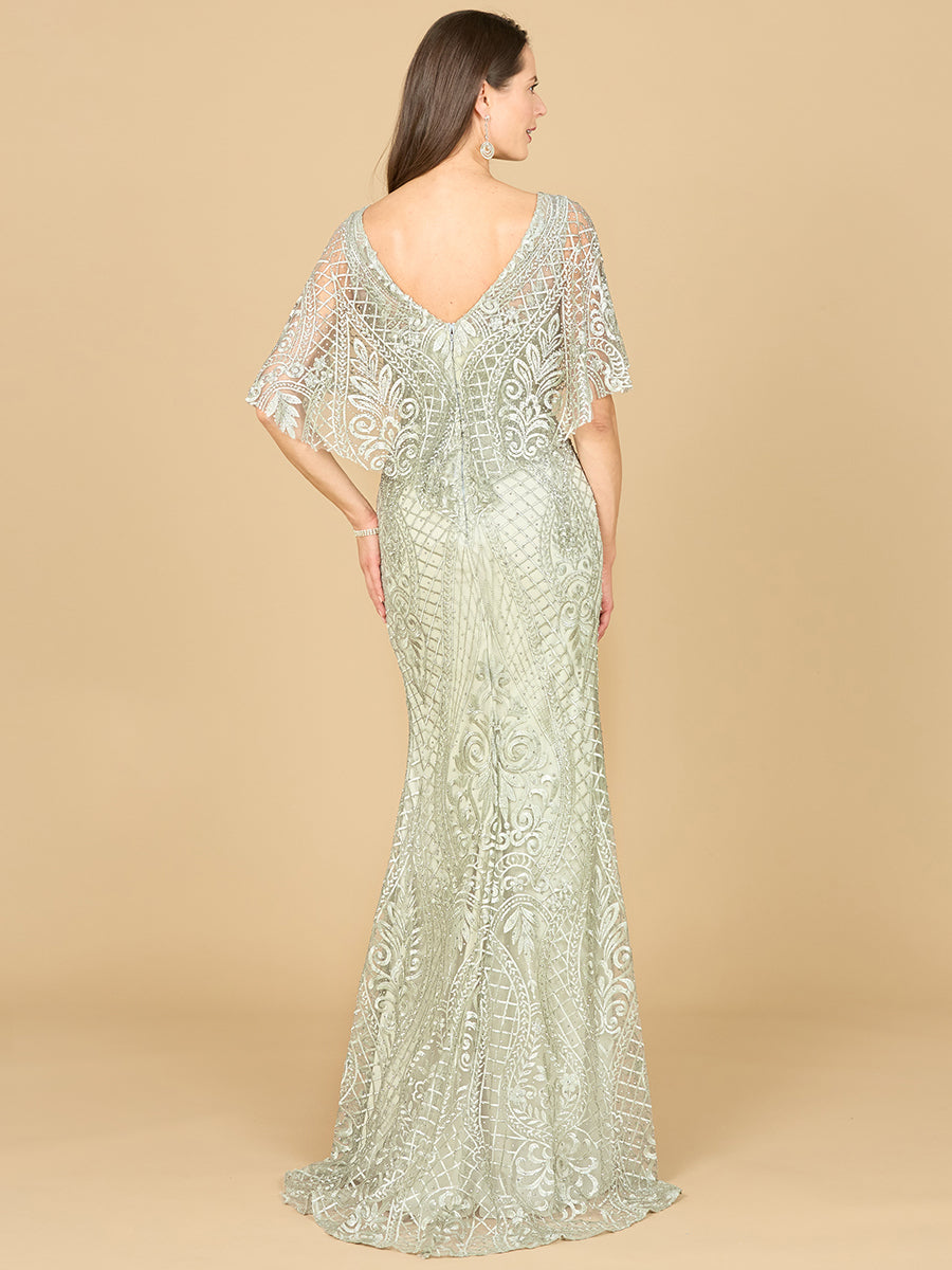 Lara 29673 Lace Short Sleeve Mother of the Bride Dress Mermaid Evening Gown