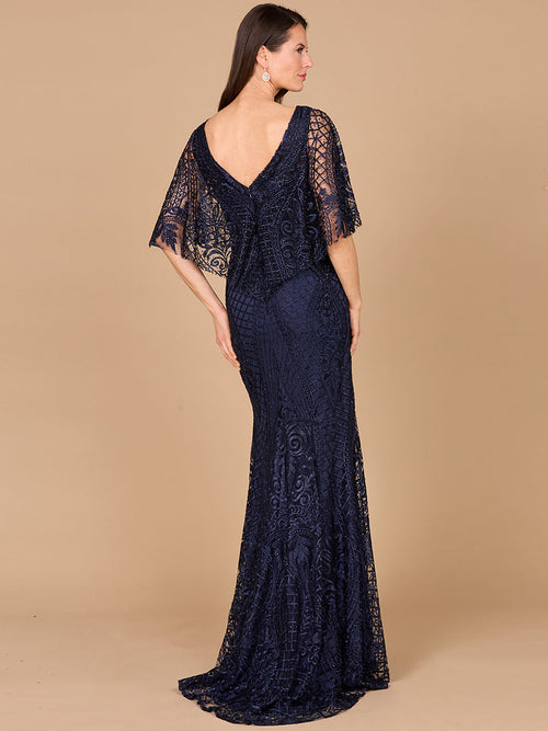 Lara 29673 Lace Short Sleeve Mother of the Bride Dress Mermaid Evening Gown