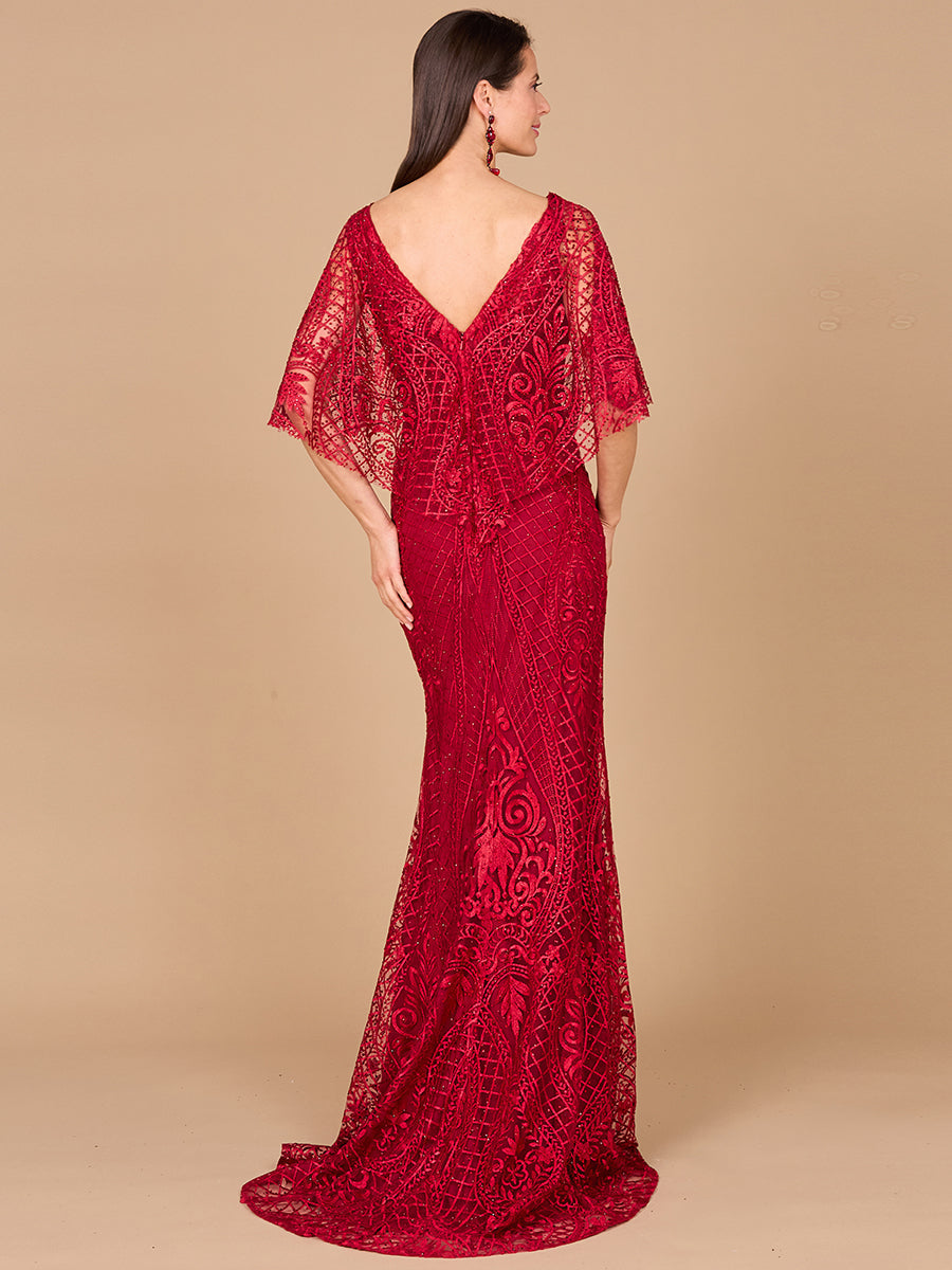 Lara 29673 Lace Short Sleeve Mother of the Bride Dress Mermaid Evening Gown