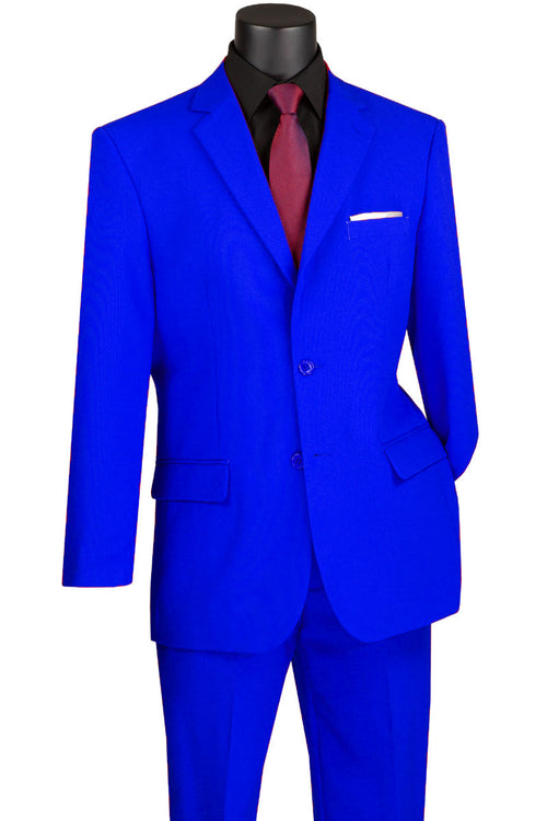 Mens Classic Royal Blue Poplin Suit by Vinci Suits