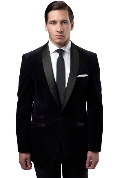 Men's Velvet Shawl Collar Tuxedo Jacket in Black