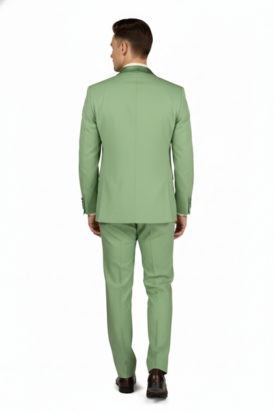 Men’s Mint Green Tuxedo – 2-Piece Formal Suit with Satin Shawl Lapel and Matching Bow Tie in  Sage Green