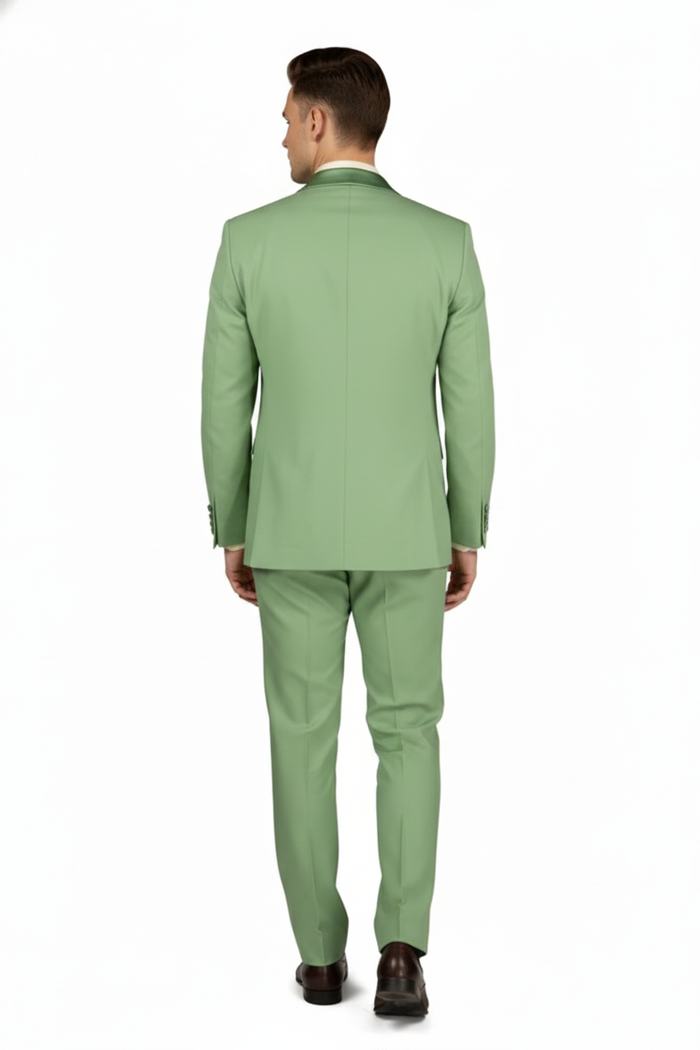 Men’s Mint Green Tuxedo - 2-Piece Formal Suit with Satin Shawl Lapel and Matching Bow Tie in Sage Green by USA Men's Outlet