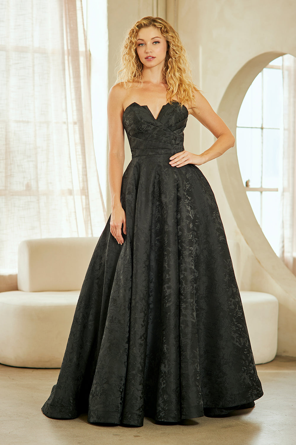 Strapless Lace A-Line Wedding Dress with Corset Back & Front Slit by Amelia Couture 8061