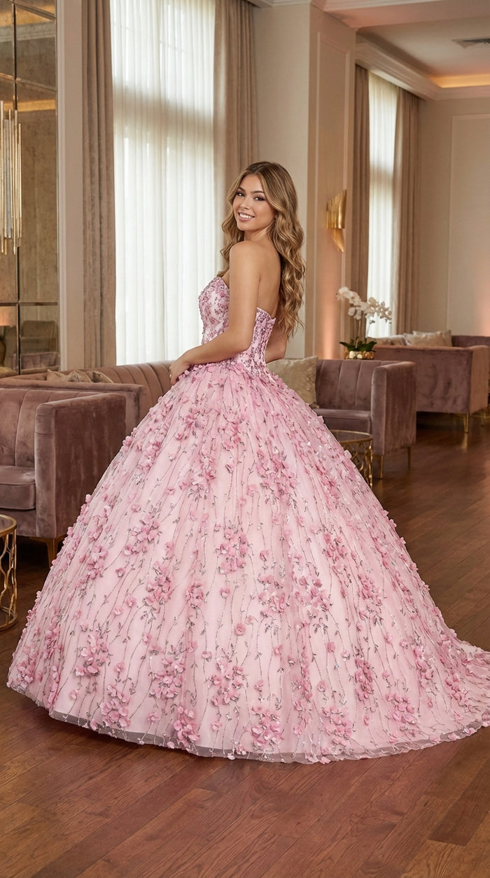 Layla K LK190 3D Floral Strapless Corset Quinceanera Ball Gown