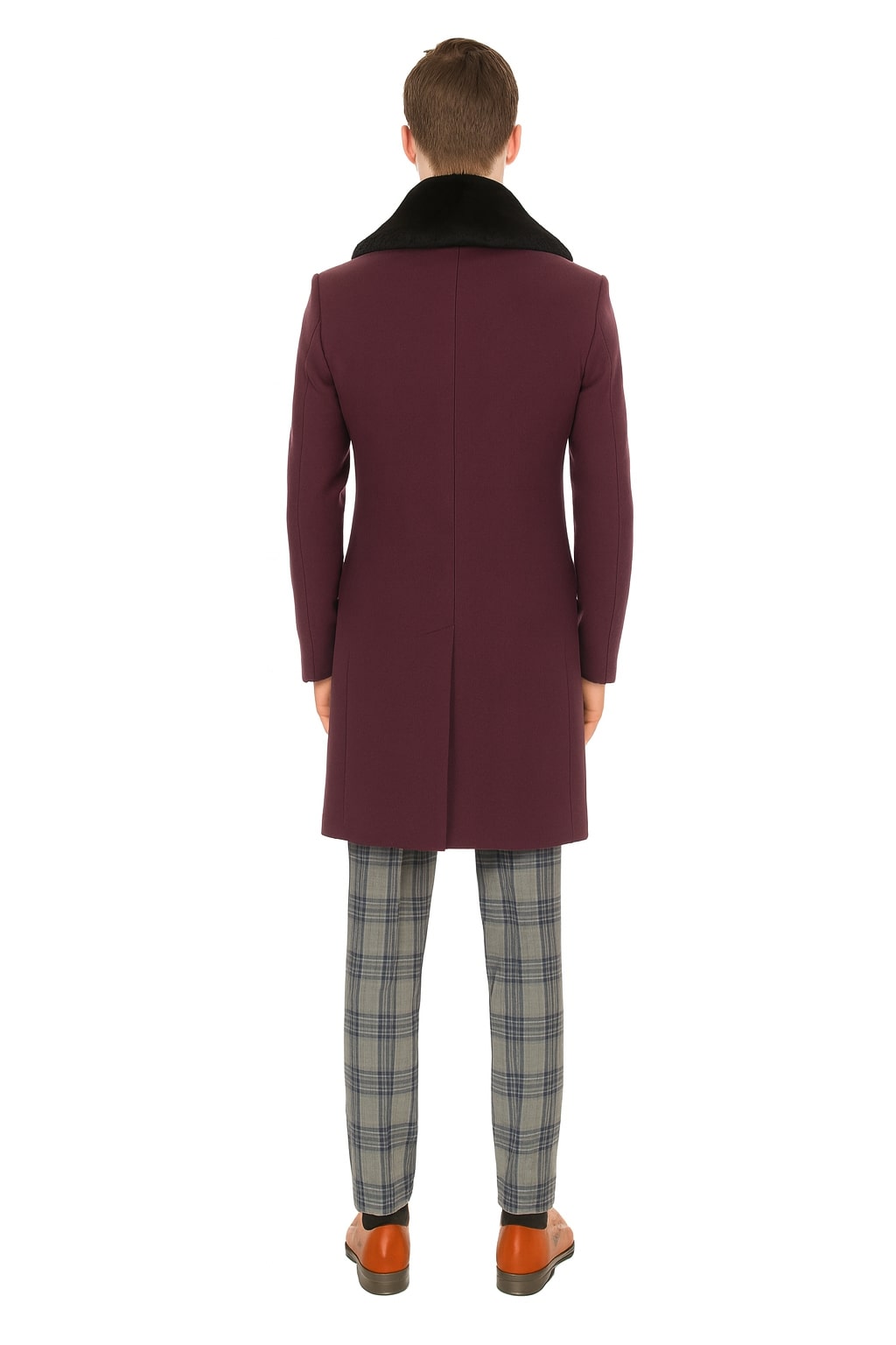 Mens Purple Pimp Coat - Overcoat with Black Faux Fur Collar - Luxury Winter Dress Coat for Formal and Casual Wear USA Men's Outlet