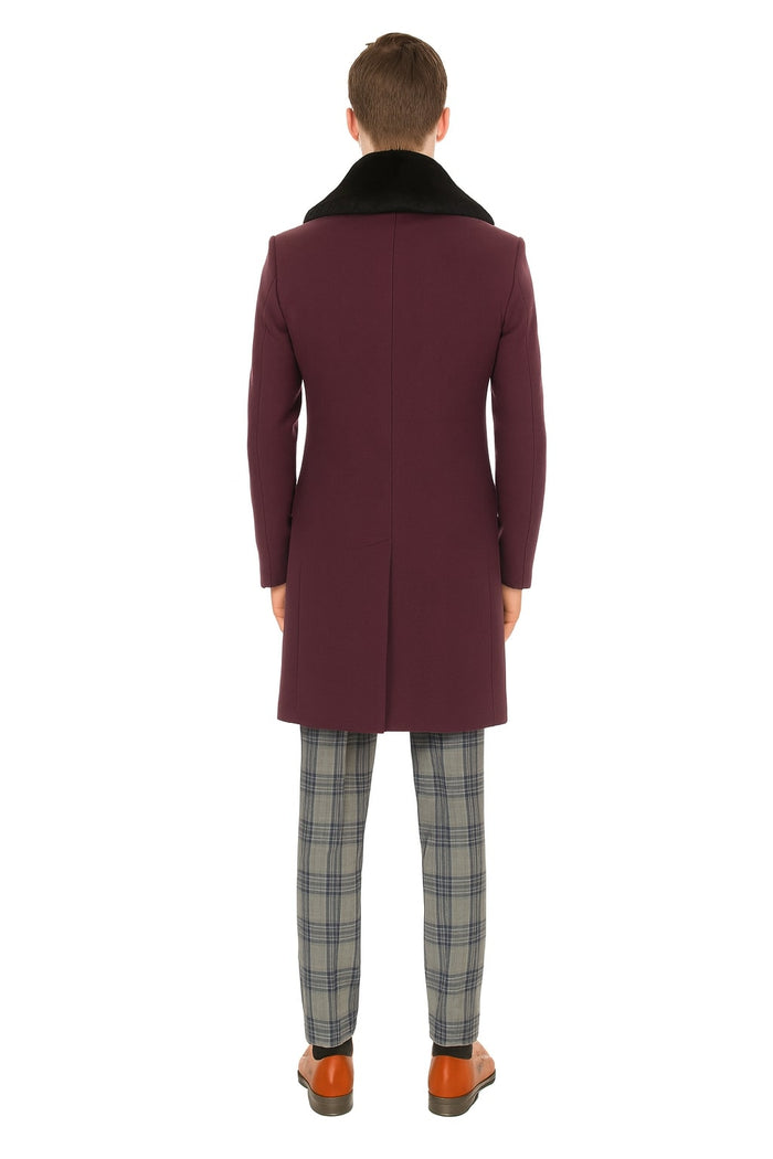 Mens Purple Pimp Coat - Overcoat with Black Faux Fur Collar - Luxury Winter Dress Coat for Formal and Casual Wear USA Men's Outlet