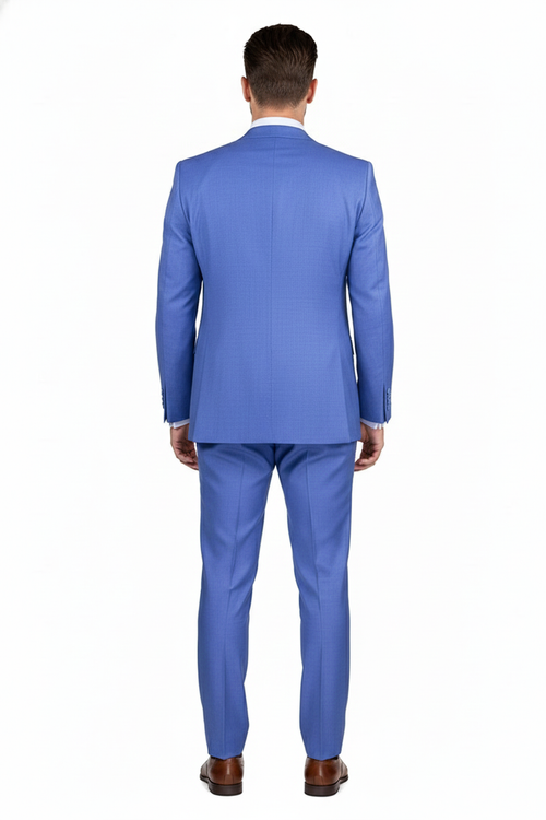 Men’s Light Blue Double-Breasted 3-Piece Suit Set - Tailored Fit Formal Business Suit in Steel Blue Sky Blue Color by USA Men's Outlet