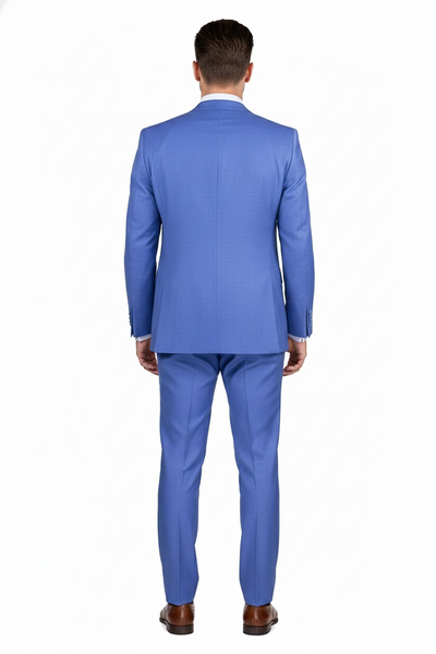 Men’s Light Blue Double-Breasted 3-Piece Suit Set - Tailored Fit Formal Business Suit in Steel Blue Sky Blue Color by USA Men's Outlet