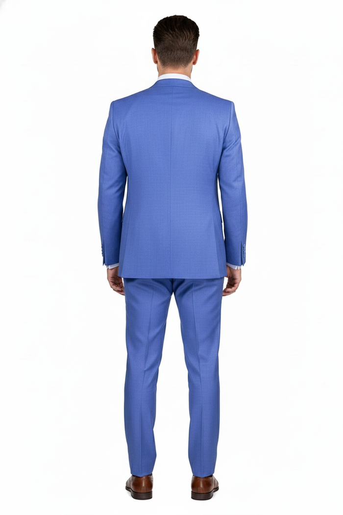 Men’s Light Blue Double-Breasted 3-Piece Suit Set - Tailored Fit Formal Business Suit in Steel Blue Sky Blue Color by USA Men's Outlet