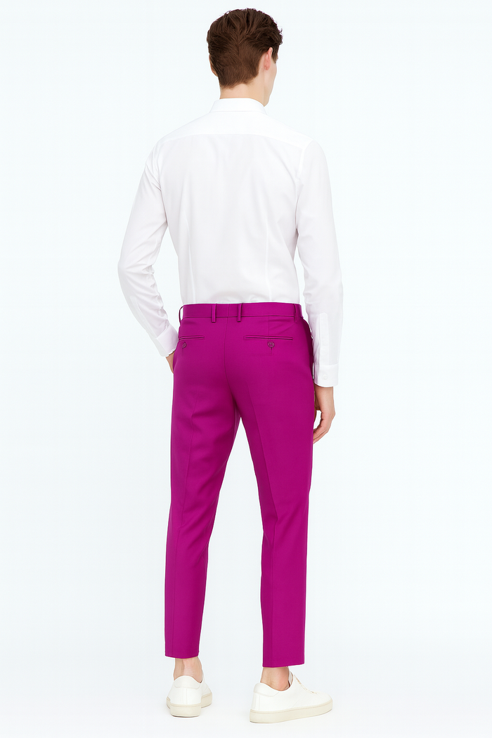 Men’s Fuchsia Dress Pants - Slim Fit Stylish Formal Trousers for Parties in Hot Pink Color by USA Men's Outlet