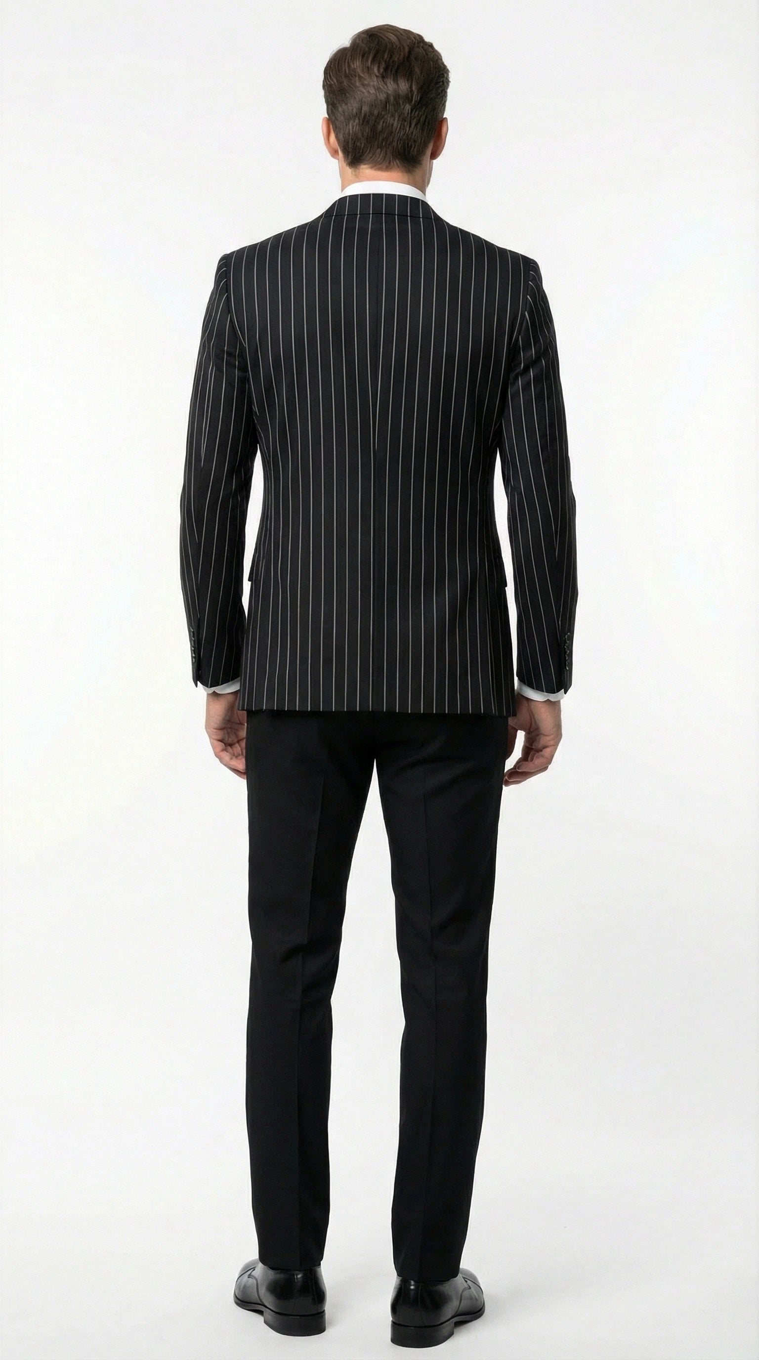 Men’s Black Pinstripe Blazer –Classic Tailored Formal Jacket for Business, Office and Evening Wear