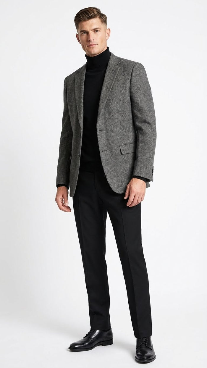 Men’s Grey Tweed Herringbone Sport Coat - Gray Mens Blazer Suit Jacket by USA Men's Outlet