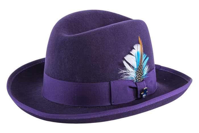 Purple 100 % Wool Australian Fur Felt Godfather Hat by Ferrecci