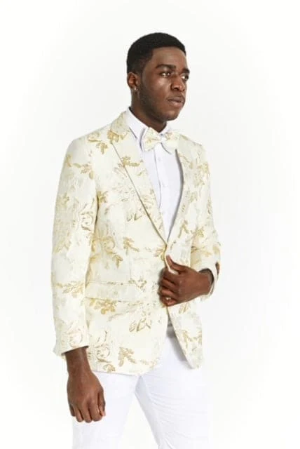 White Prom Suit - White Prom Tuxedo Suits - White Wedding Paisley Prom Tuxedo by PROMTUXEDO