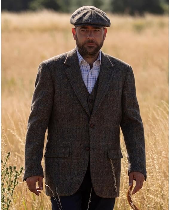 Walker and Hawkes Harris Tweed Blakemore Blazer for Men - Hand-Woven Wool Tweed Jacket with Polyester Lining, Regular Fit USA Men's Outlet