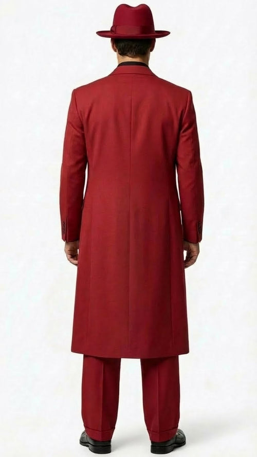 Men’s 1920s Red Zoot Suit - Long Mafia Gangster Three-Piece Vintage Outfit Zuit Pachuco Style by USA Men's Outlet