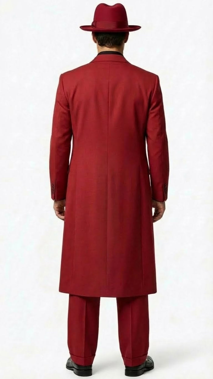 Men’s 1920s Red Zoot Suit - Long Mafia Gangster Three-Piece Vintage Outfit Zuit Pachuco Style by USA Men's Outlet