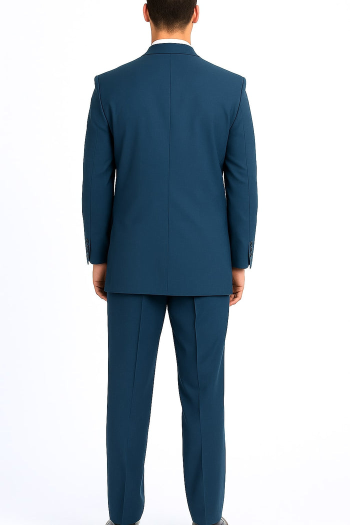 Mens Steel Blue 3-Button Classic Suit - Formal Business Attire with Vest, Tie and Pocket Square by USA Men's Outlet