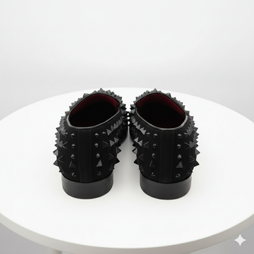 Men’s Black Studded Loafers – Sparko 09 Luxury Slip-On Dress Shoes with Spikes for Party, Prom, and Formal Events