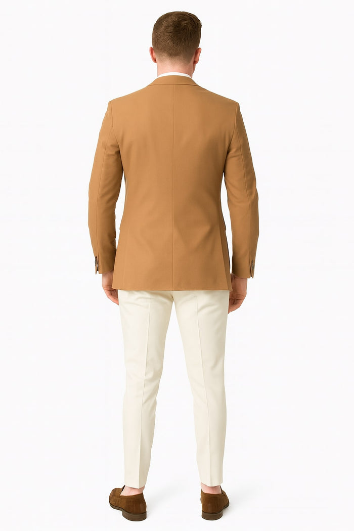 Mens Camel Brown Rustish Two-Button Classic Fit Sport Coat - Modern Blazer for Business and Special Occasions by USA Men's Outlet
