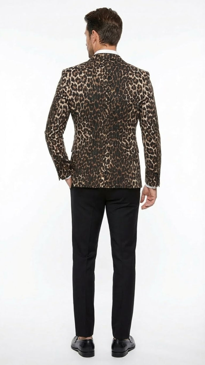 Men’s Leopard Print Blazer - Slim Fit Statement Jacket for Evening, Party, and Fashion Wear by USA Men's Outlet