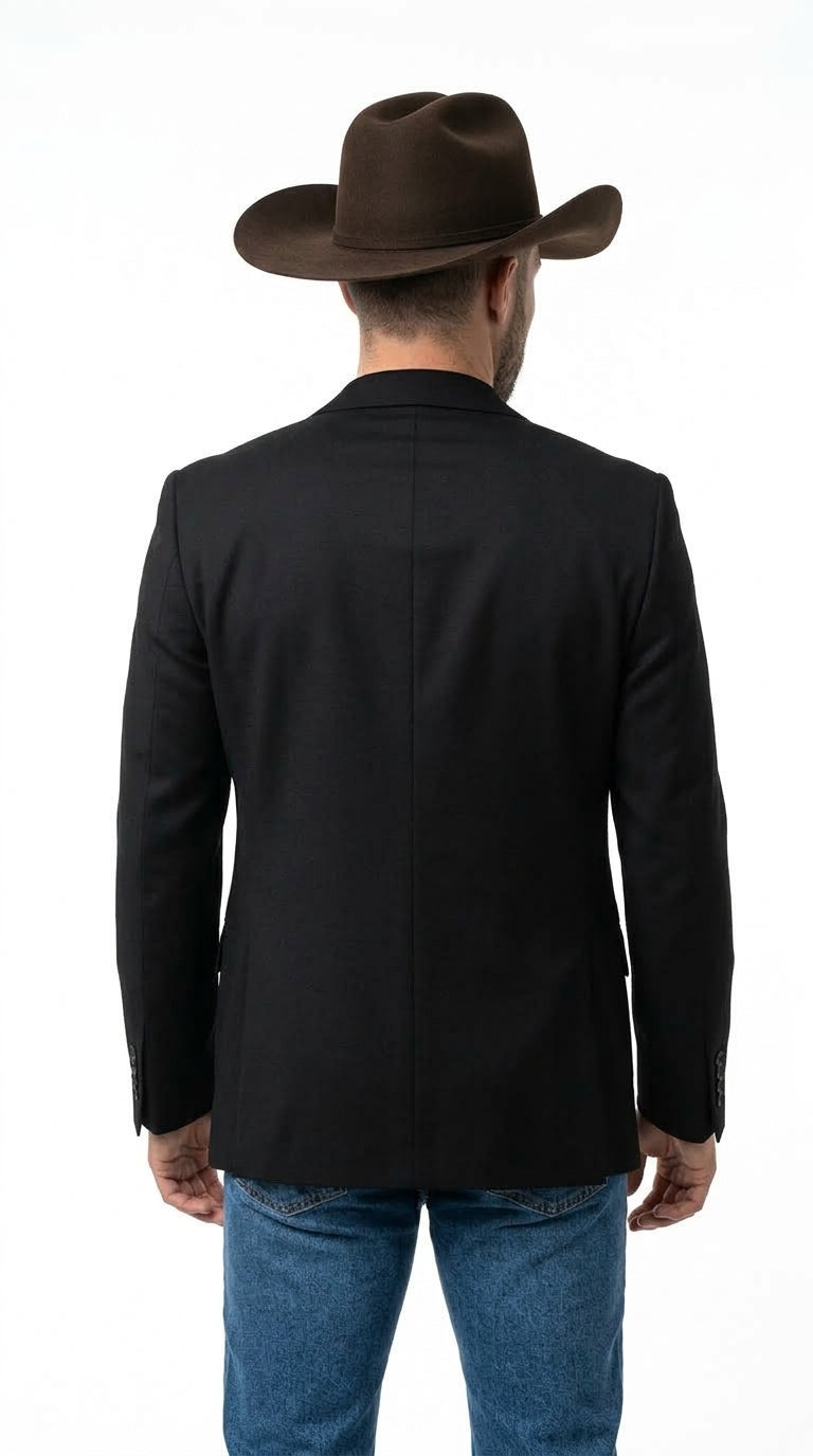 Men’s Black Western Blazer – Peak Lapel Cowboy Jacket Sport Coat