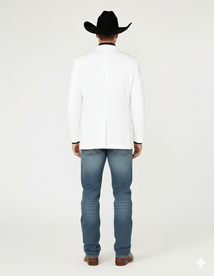 Saco Vaquero Mens White Western Blazer – Classic Cowboy Style Sport Coat for Formal - Cowboy Jacket