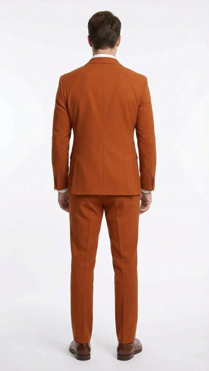 Vitali Brand Men’s Burnt Orange Double Breasted Suit - in Rust Brick Copper Color USA Men's Outlet