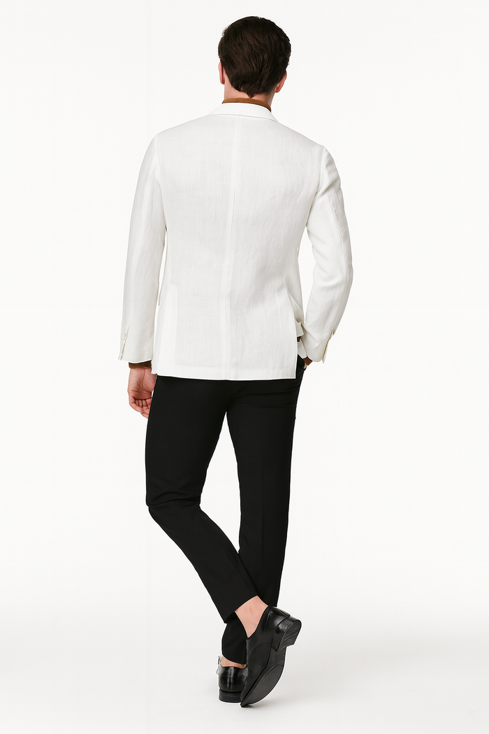 Men’s White Linen Blazer - Classic Two-Button Lightweight Sport Coat by USA Men's Outlet