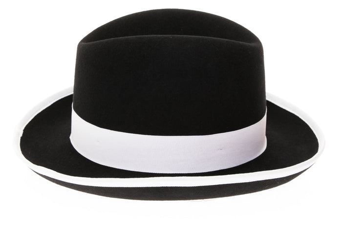 Black & White 100% Wool Australian Fur Felt Godfather Hat by Ferrecci