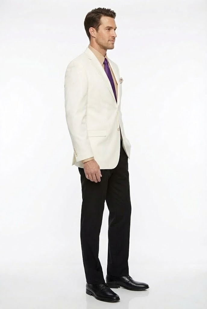 Men’s White Blazer Jacket – Classic Fit Formal Sport Coat