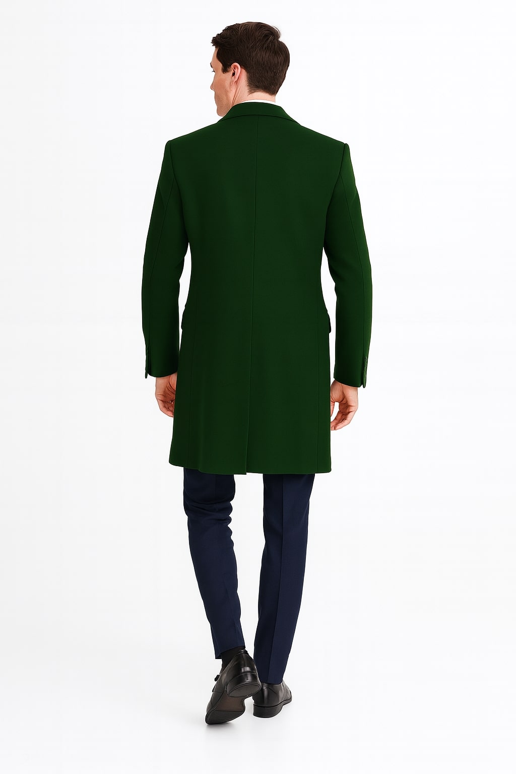Mens Dark Green Wool Overcoat - Classic Long Coat for Formal and Casual Style by USA Men's Outlet