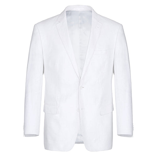 Mens Basic Two Button Classic Fit Linen Summer Suit in White