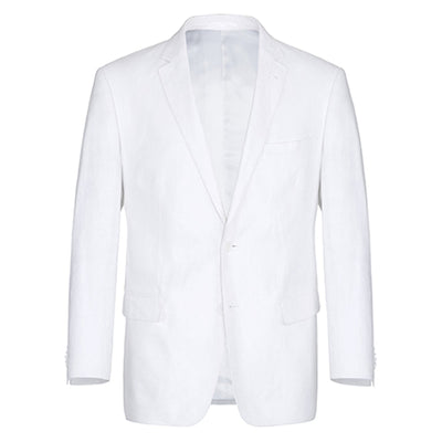 Mens Basic Two Button Classic Fit Linen Summer Suit in White
