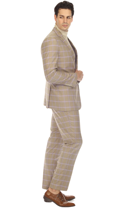 Modern Slim Fit Mens Suit – 2 Button Notch Lapel with U-Shaped Double Breasted Vest